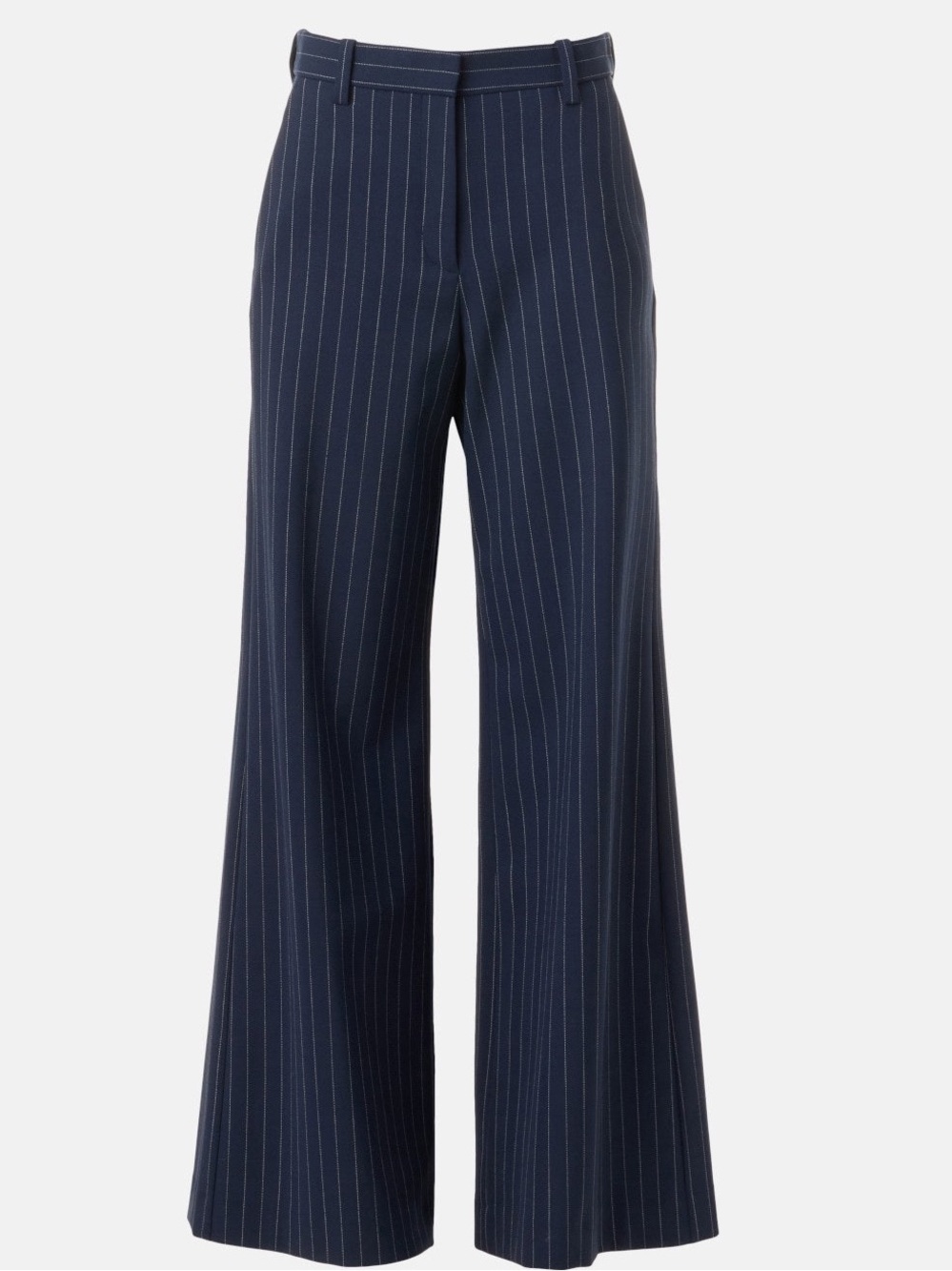 MAJE Navy Pinstripe Wide Leg Trouser High-Rise sz 8